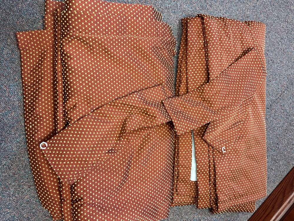 Waverly Textured Dot Print Curtain Panel Pair Rust